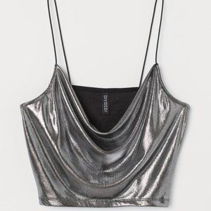 H&M Crop Top (Shiny silver)